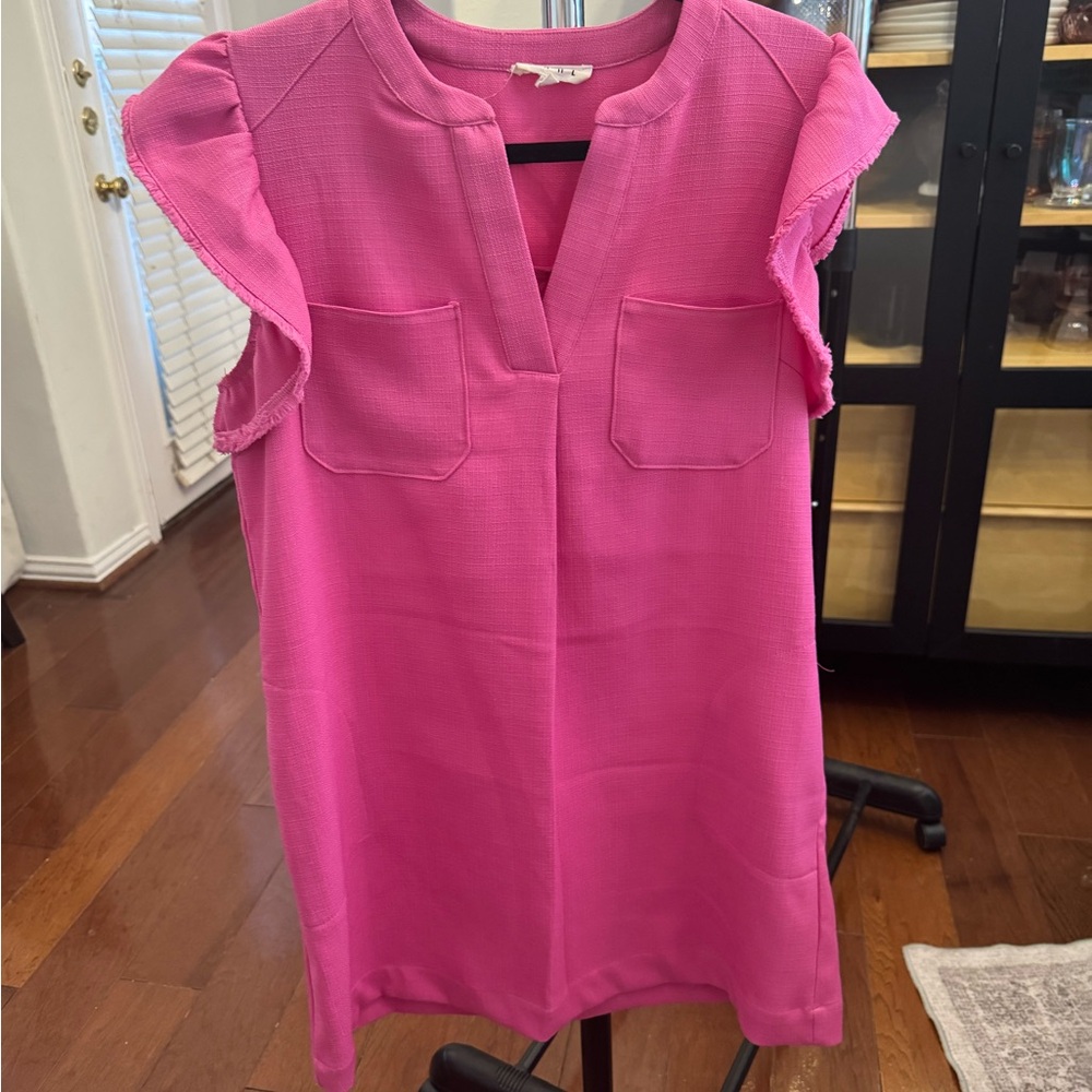 THML Fuchsia Ruffle Sleeve Blouse